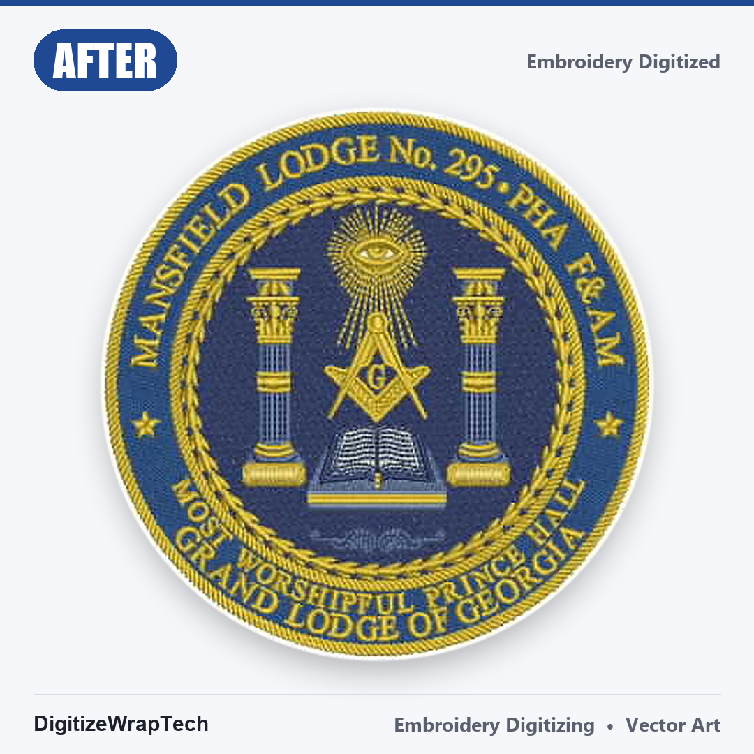 Mansfield Lodge No. 295 Masonic Patch Embroidery